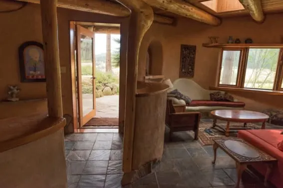 cob home with reading corner by large window